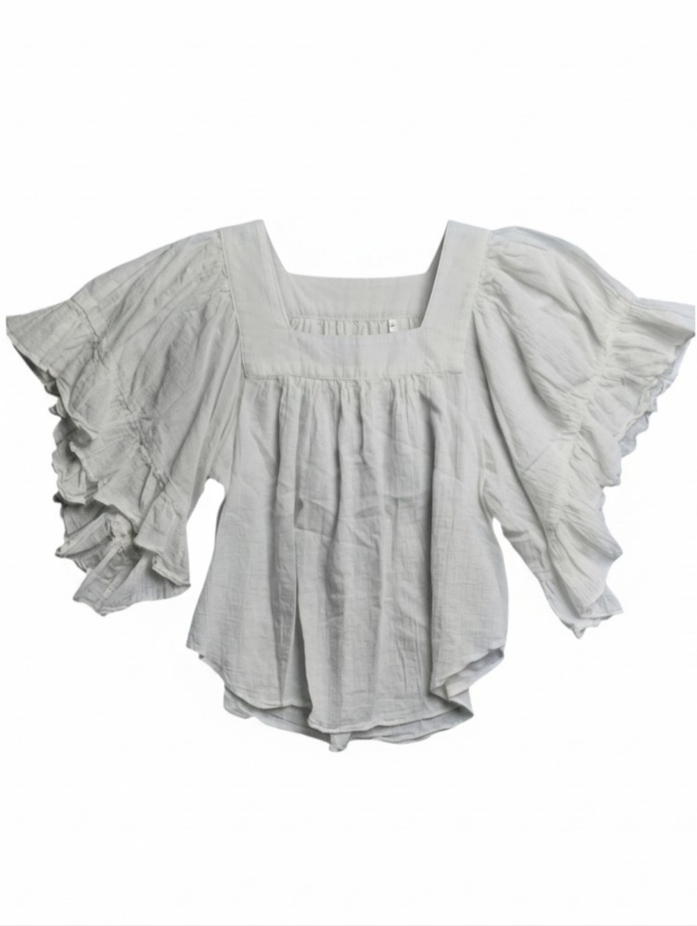 Madewell White Crinkle Gauze Butterfly Sleeve Top SZ S